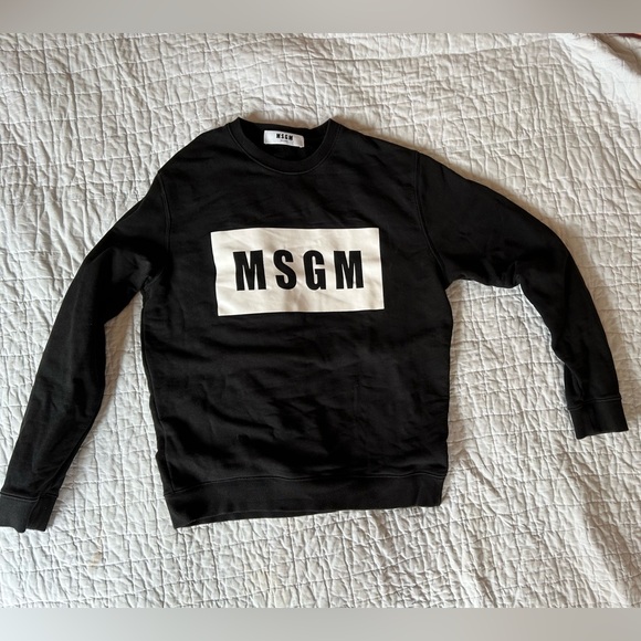 MSGM Solid colour cotton sweatshirt with a box logo MEN - Picture 4 of 7